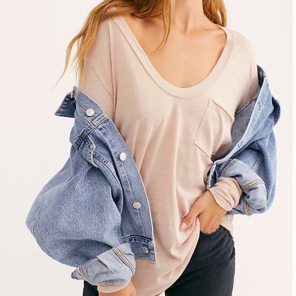 Free People Betty Long Sleeve Misty Pink Size Small